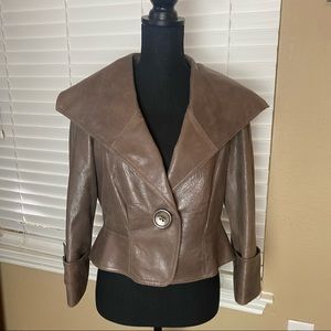ELLEN TRACY 100%Leather CoffeeColored Short Jacket